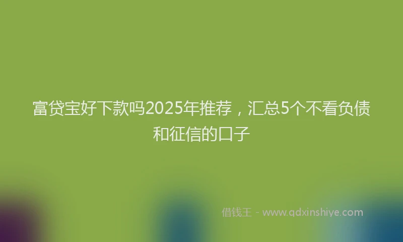 富贷宝好下款吗2025年推荐，汇总5个不看负债和征信的口子
