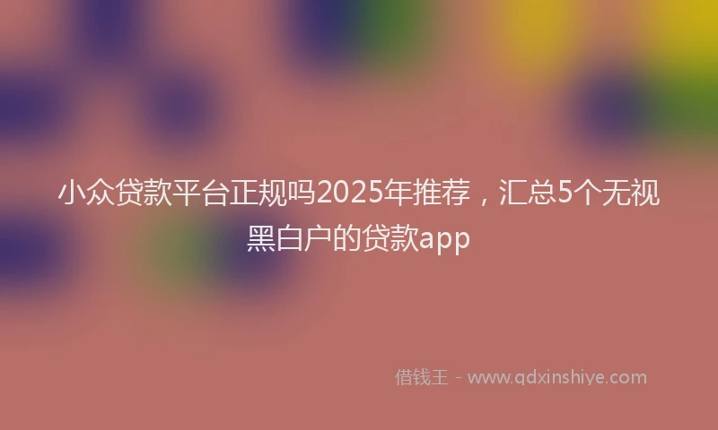 小众贷款平台正规吗2025年推荐，汇总5个无视黑白户的贷款app