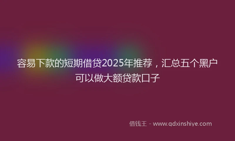 容易下款的短期借贷2025年推荐，汇总五个黑户可以做大额贷款口子