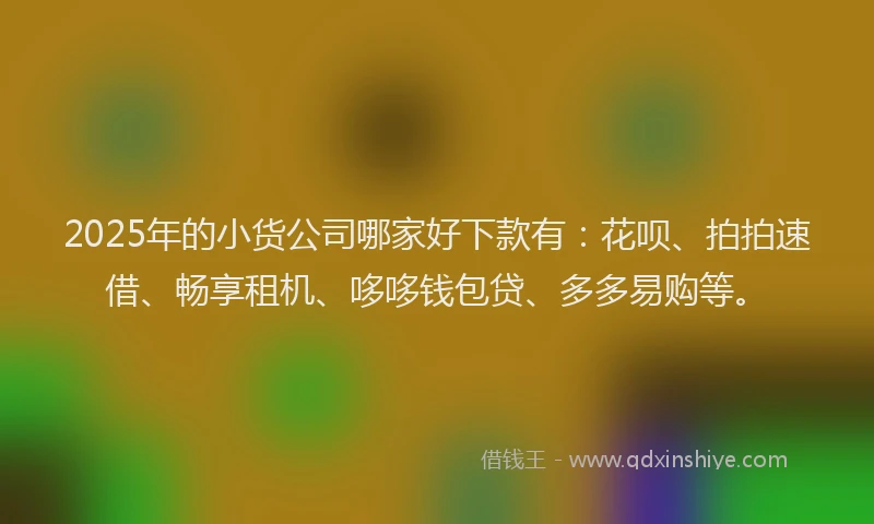 2025年的小货公司哪家好下款有：花呗、拍拍速借、畅享租机、哆哆钱包贷、多多易购等。