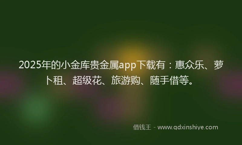 2025年的小金库贵金属app下载有：惠众乐、萝卜租、超级花、旅游购、随手借等。