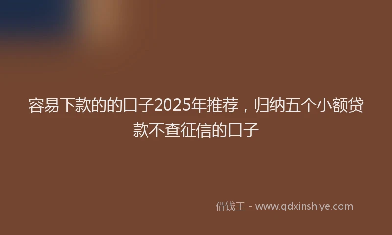 容易下款的的口子2025年推荐，归纳五个小额贷款不查征信的口子