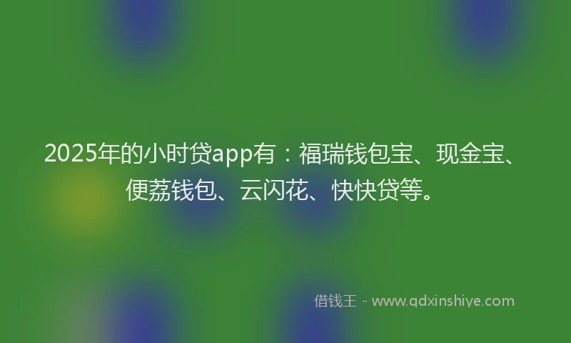 2025年的小时贷app有：福瑞钱包宝、现金宝、便荔钱包、云闪花、快快贷等。