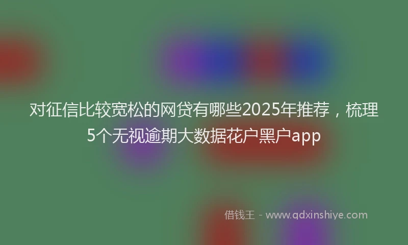 对征信比较宽松的网贷有哪些2025年推荐，梳理5个无视逾期大数据花户黑户app