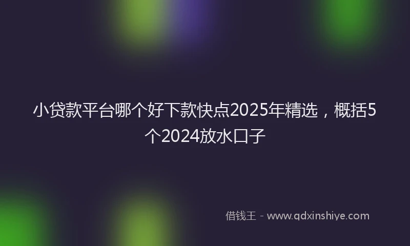 小贷款平台哪个好下款快点2025年精选，概括5个2024放水口子