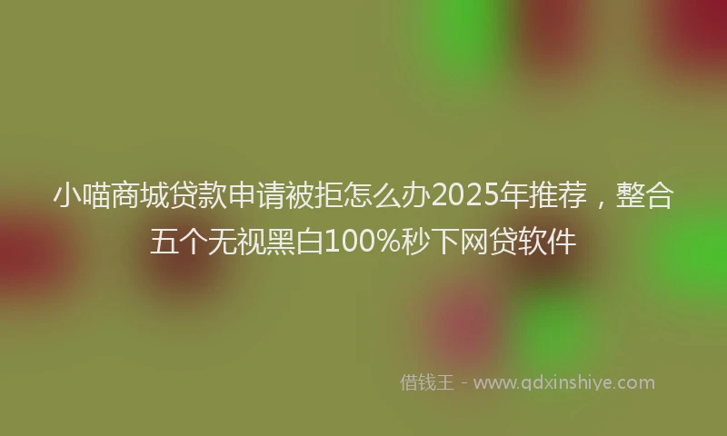 小喵商城贷款申请被拒怎么办2025年推荐，整合五个无视黑白100%秒下网贷软件
