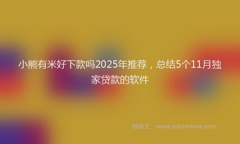 小熊有米好下款吗2025年推荐，总结5个11月独家贷款的软件