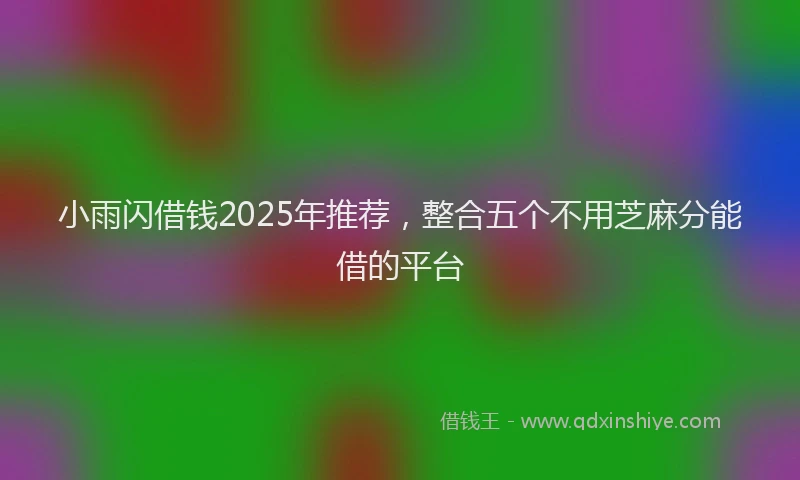 小雨闪借钱2025年推荐，整合五个不用芝麻分能借的平台