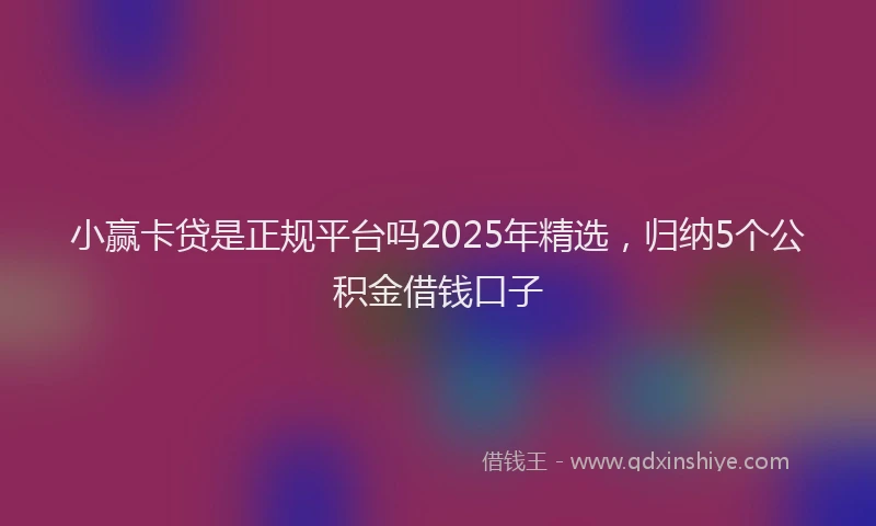 小赢卡贷是正规平台吗2025年精选，归纳5个公积金借钱口子
