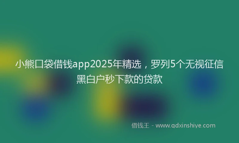 小熊口袋借钱app2025年精选，罗列5个无视征信黑白户秒下款的贷款