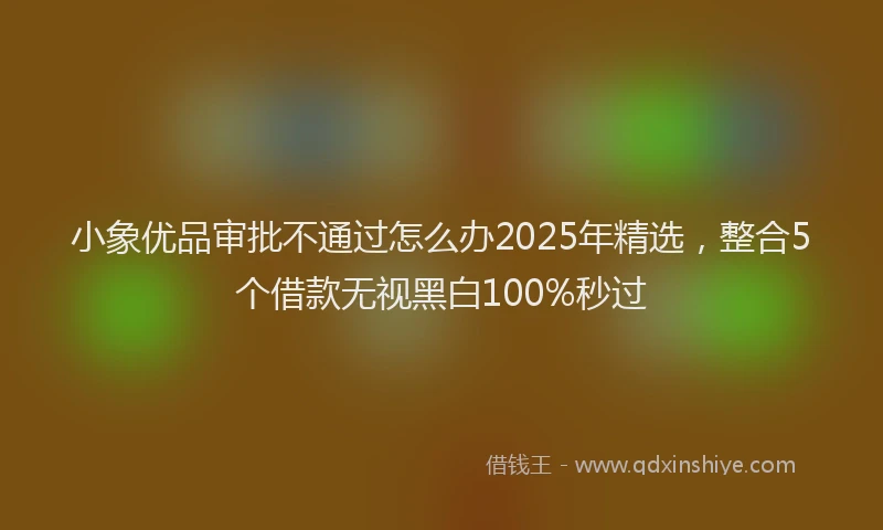 小象优品审批不通过怎么办2025年精选，整合5个借款无视黑白100%秒过