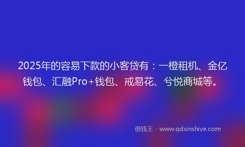 2025年的容易下款的小客贷有：一橙租机、金亿钱包、汇融Pro+钱包、戒易花、兮悦商城等。