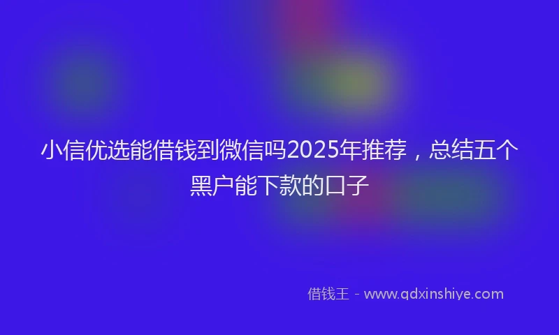 小信优选能借钱到微信吗2025年推荐，总结五个黑户能下款的口子