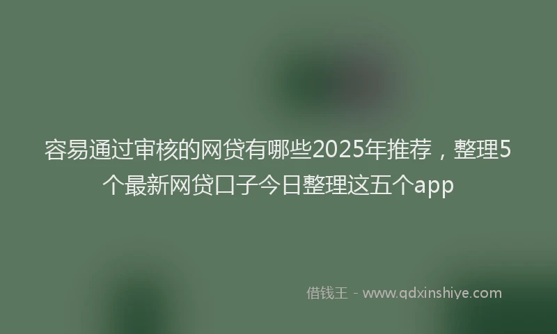 容易通过审核的网贷有哪些2025年推荐，整理5个最新网贷口子今日整理这五个app
