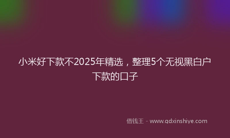 小米好下款不2025年精选，整理5个无视黑白户下款的口子
