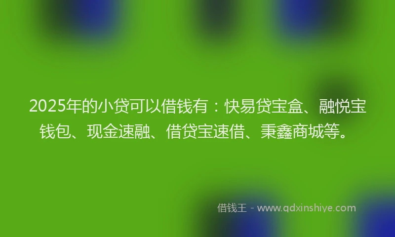 2025年的小贷可以借钱有：快易贷宝盒、融悦宝钱包、现金速融、借贷宝速借、秉鑫商城等。