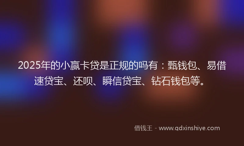 2025年的小赢卡贷是正规的吗有：甄钱包、易借速贷宝、还呗、瞬信贷宝、钻石钱包等。