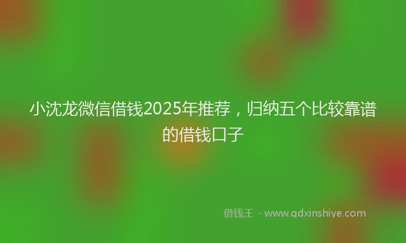 小沈龙微信借钱2025年推荐，归纳五个比较靠谱的借钱口子