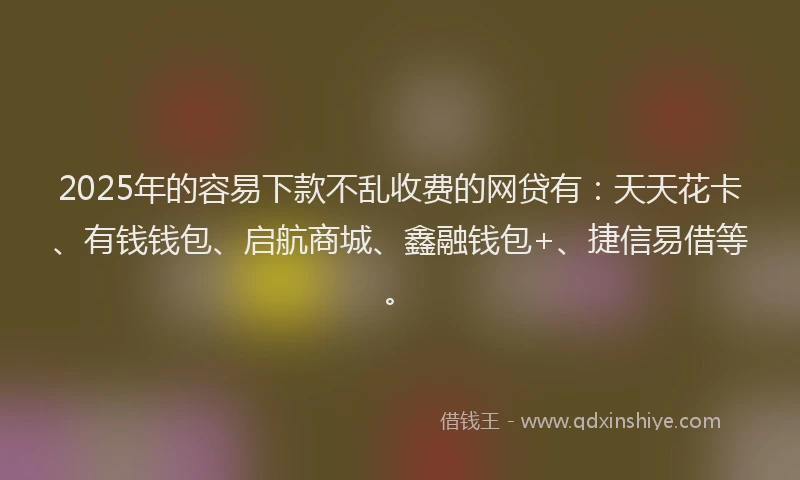 2025年的容易下款不乱收费的网贷有：天天花卡、有钱钱包、启航商城、鑫融钱包+、捷信易借等。