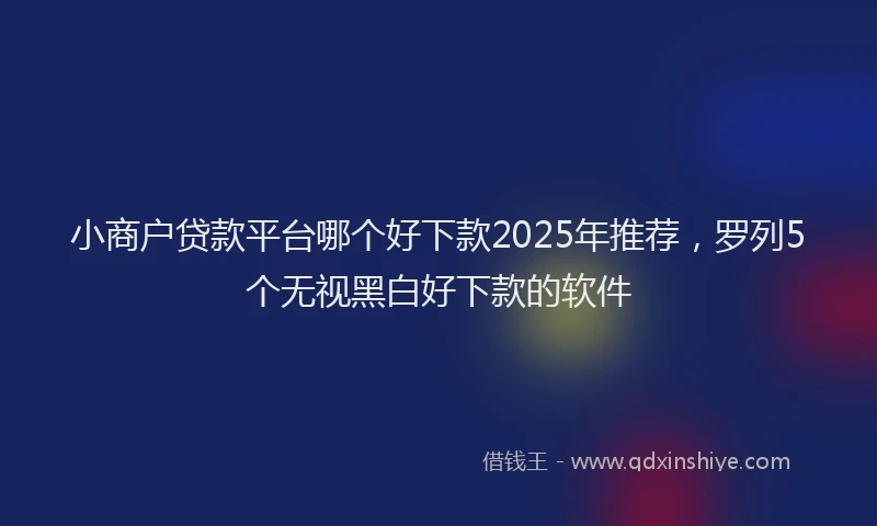 小商户贷款平台哪个好下款2025年推荐，罗列5个无视黑白好下款的软件