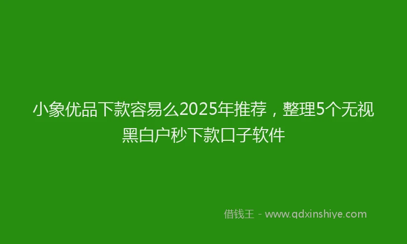 小象优品下款容易么2025年推荐，整理5个无视黑白户秒下款口子软件