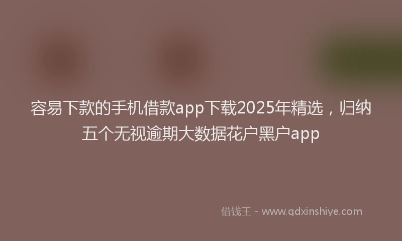 容易下款的手机借款app下载2025年精选，归纳五个无视逾期大数据花户黑户app