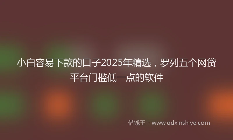 小白容易下款的口子2025年精选，罗列五个网贷平台门槛低一点的软件