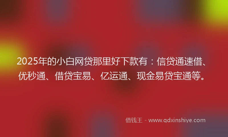 2025年的小白网贷那里好下款有：信贷通速借、优秒通、借贷宝易、亿运通、现金易贷宝通等。