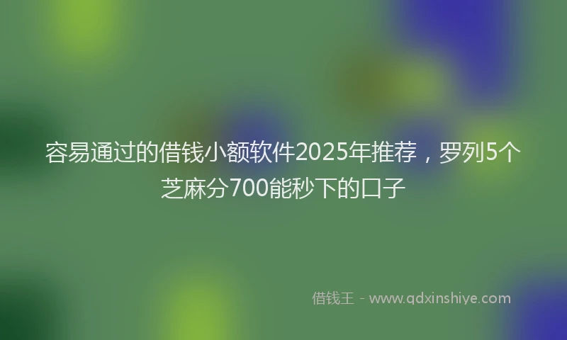 容易通过的借钱小额软件2025年推荐，罗列5个芝麻分700能秒下的口子