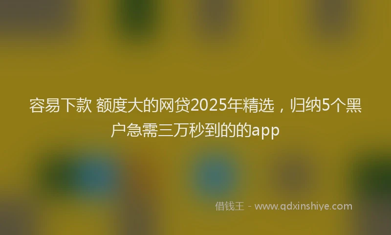 容易下款 额度大的网贷2025年精选，归纳5个黑户急需三万秒到的的app