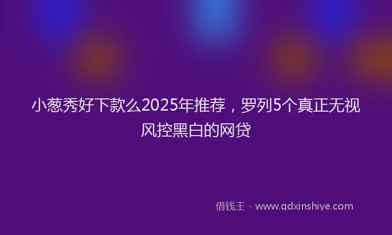 小葱秀好下款么2025年推荐，罗列5个真正无视风控黑白的网贷