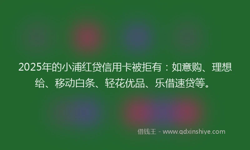 2025年的小浦红贷信用卡被拒有：如意购、理想给、移动白条、轻花优品、乐借速贷等。