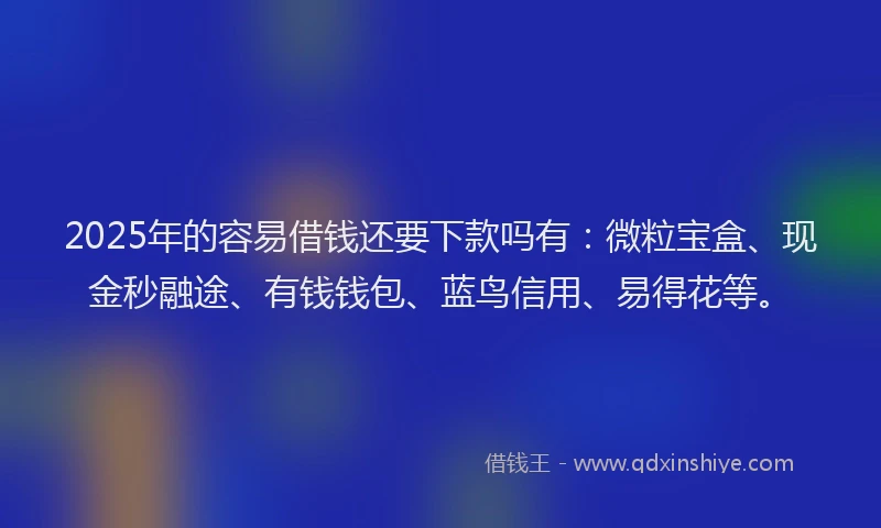 2025年的容易借钱还要下款吗有：微粒宝盒、现金秒融途、有钱钱包、蓝鸟信用、易得花等。
