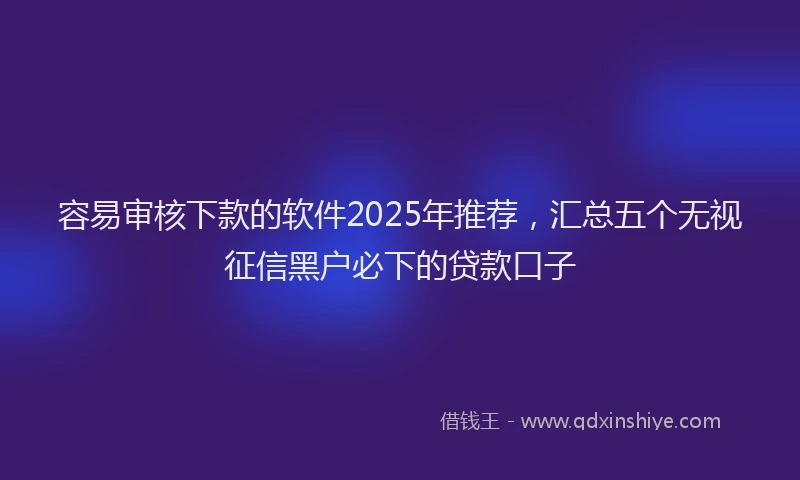 容易审核下款的软件2025年推荐，汇总五个无视征信黑户必下的贷款口子