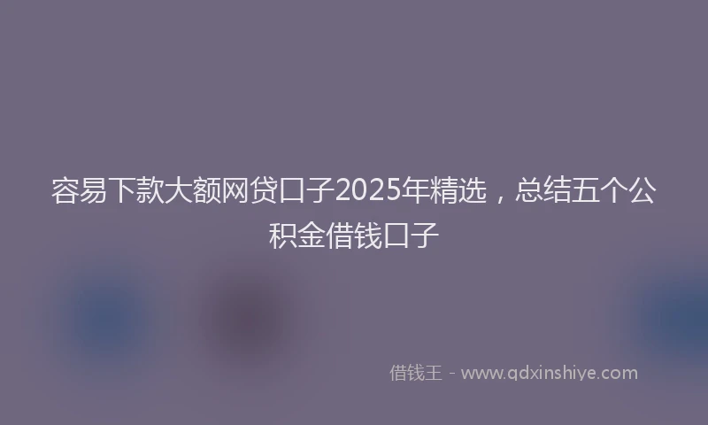 容易下款大额网贷口子2025年精选，总结五个公积金借钱口子