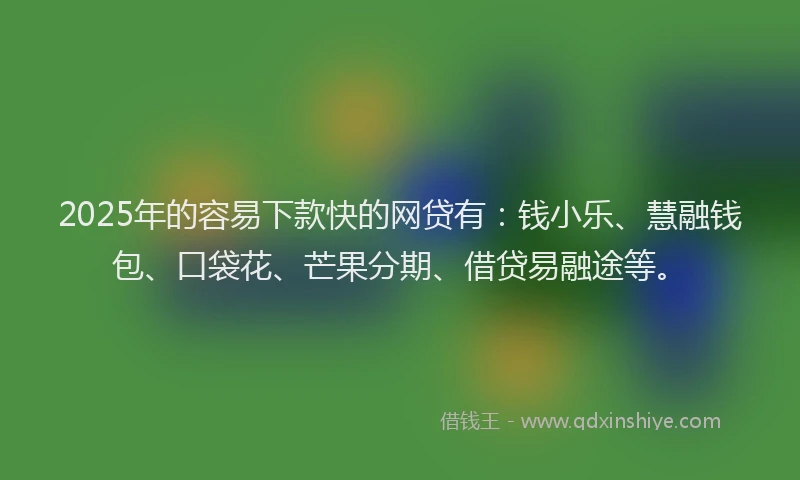 2025年的容易下款快的网贷有：钱小乐、慧融钱包、口袋花、芒果分期、借贷易融途等。