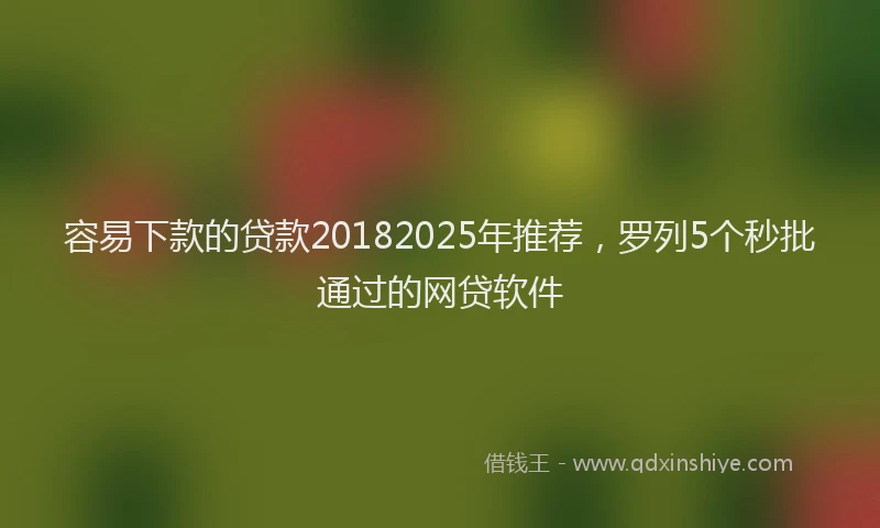 容易下款的贷款20182025年推荐，罗列5个秒批通过的网贷软件