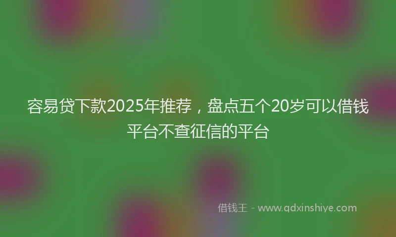容易贷下款2025年推荐，盘点五个20岁可以借钱平台不查征信的平台