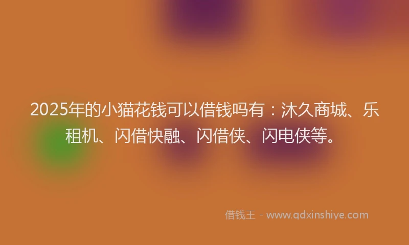 2025年的小猫花钱可以借钱吗有：沐久商城、乐租机、闪借快融、闪借侠、闪电侠等。