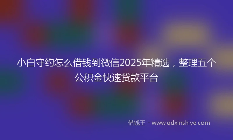 小白守约怎么借钱到微信2025年精选，整理五个公积金快速贷款平台
