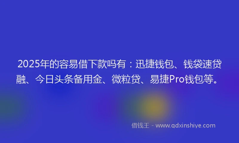 2025年的容易借下款吗有：迅捷钱包、钱袋速贷融、今日头条备用金、微粒贷、易捷Pro钱包等。
