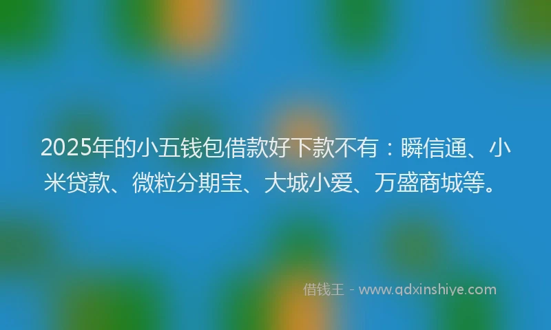 2025年的小五钱包借款好下款不有：瞬信通、小米贷款、微粒分期宝、大城小爱、万盛商城等。