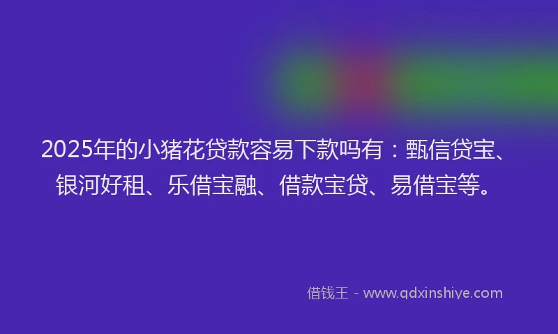 2025年的小猪花贷款容易下款吗有：甄信贷宝、银河好租、乐借宝融、借款宝贷、易借宝等。