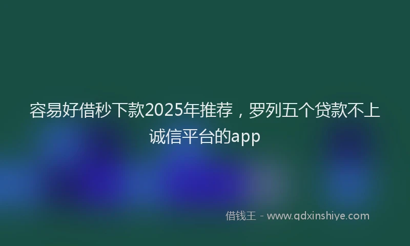 容易好借秒下款2025年推荐，罗列五个贷款不上诚信平台的app