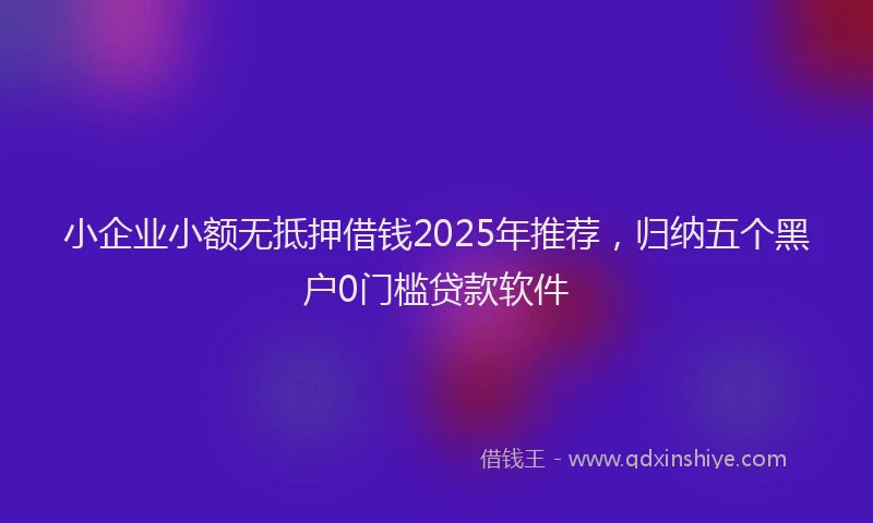 小企业小额无抵押借钱2025年推荐，归纳五个黑户0门槛贷款软件
