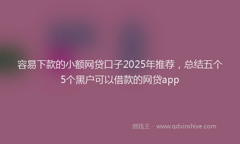 容易下款的小额网贷口子2025年推荐，总结五个5个黑户可以借款的网贷app
