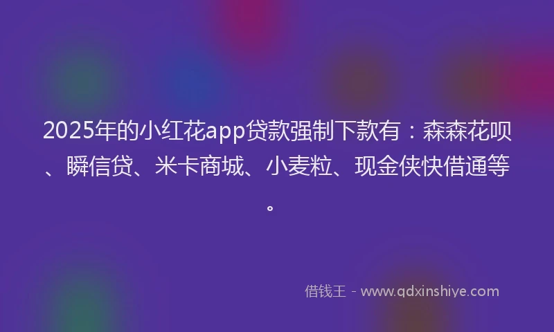 2025年的小红花app贷款强制下款有：森森花呗、瞬信贷、米卡商城、小麦粒、现金侠快借通等。