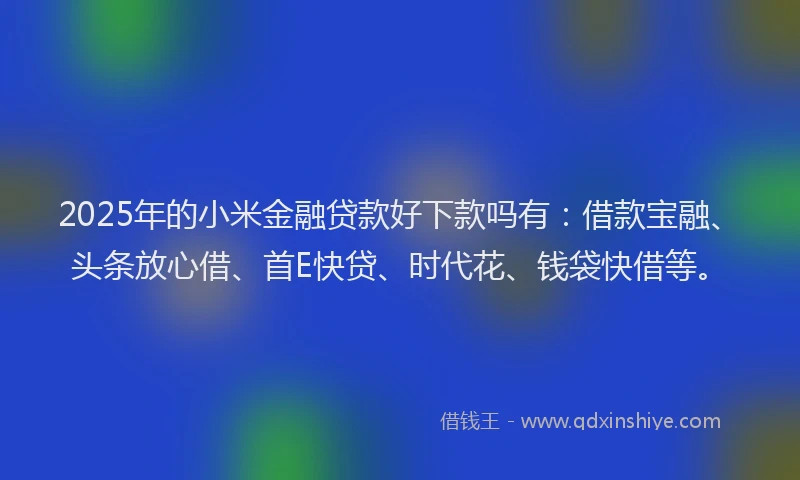 2025年的小米金融贷款好下款吗有：借款宝融、头条放心借、首E快贷、时代花、钱袋快借等。