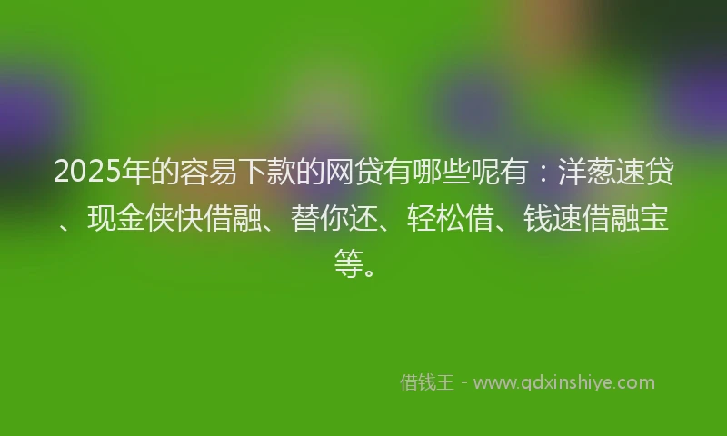2025年的容易下款的网贷有哪些呢有：洋葱速贷、现金侠快借融、替你还、轻松借、钱速借融宝等。