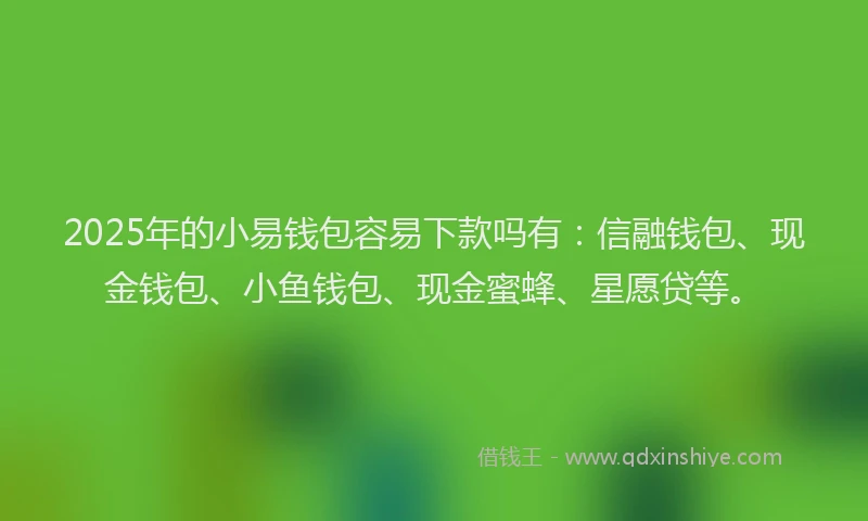 2025年的小易钱包容易下款吗有：信融钱包、现金钱包、小鱼钱包、现金蜜蜂、星愿贷等。